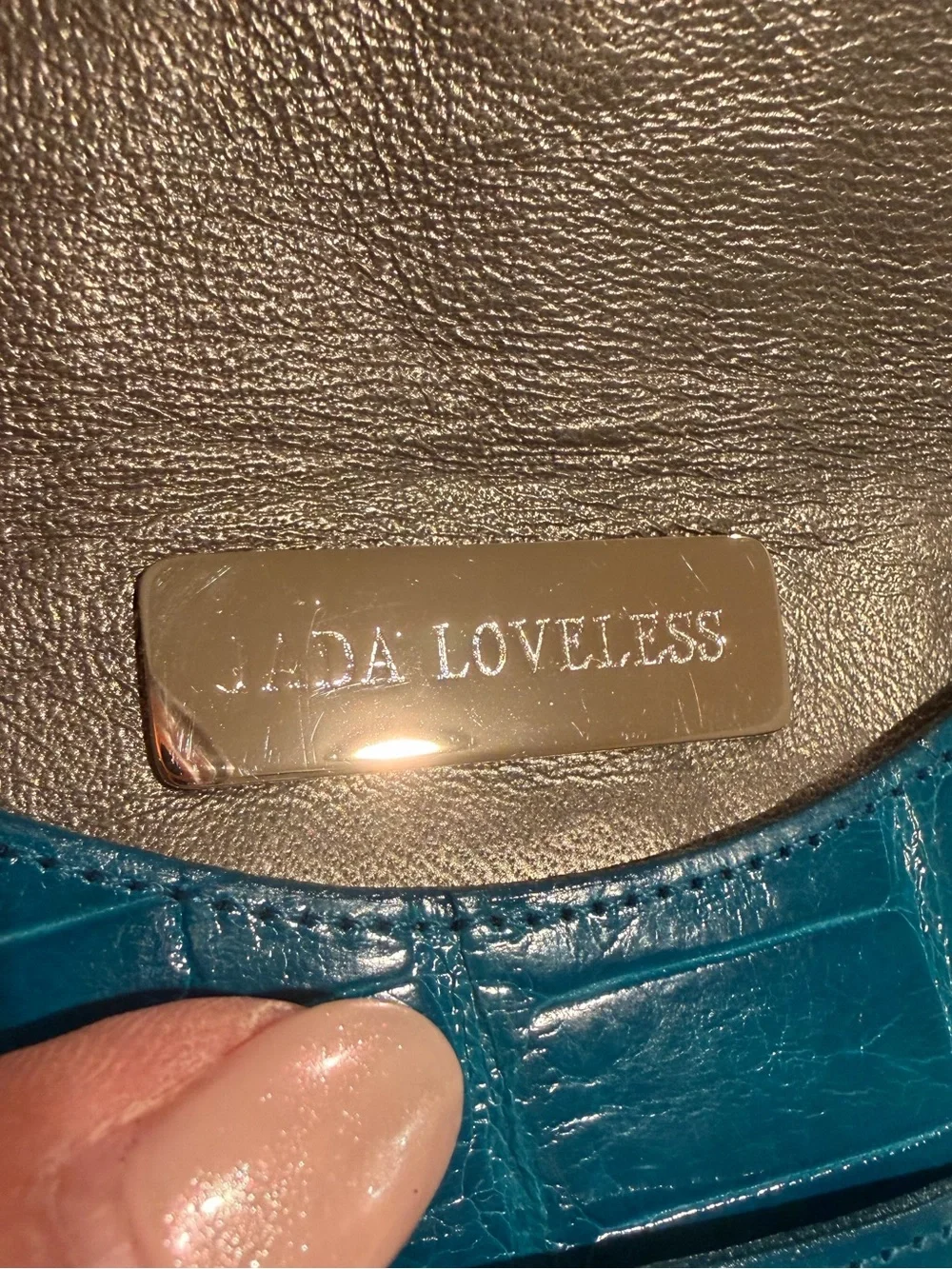 Jada LovelessTeal Croc-Embossed Leather Envelope Card Holder NWOT